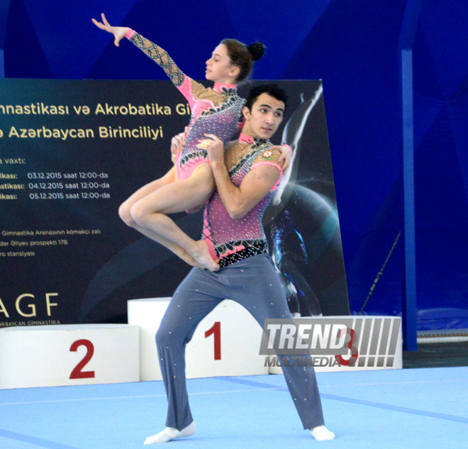 Bakıda idman gimnastikası və akrobatika gimnastikası üzrə Birgə Azərbaycan Birinciliyi start götürüb. Azərbaycan, 3 dekabr 2015